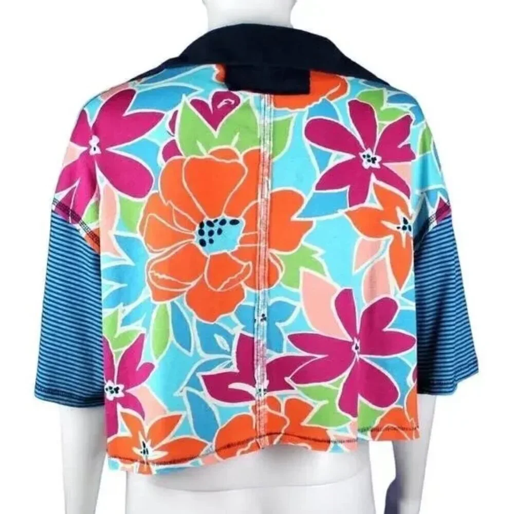 Free People On A Boat Boxy Crop Polo XS Coastal Floral NWT